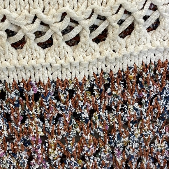 Zara Oversized Crochet Open Knit Pullover Striped Sweater Size XS S Boho Beach - Picture 11 of 16